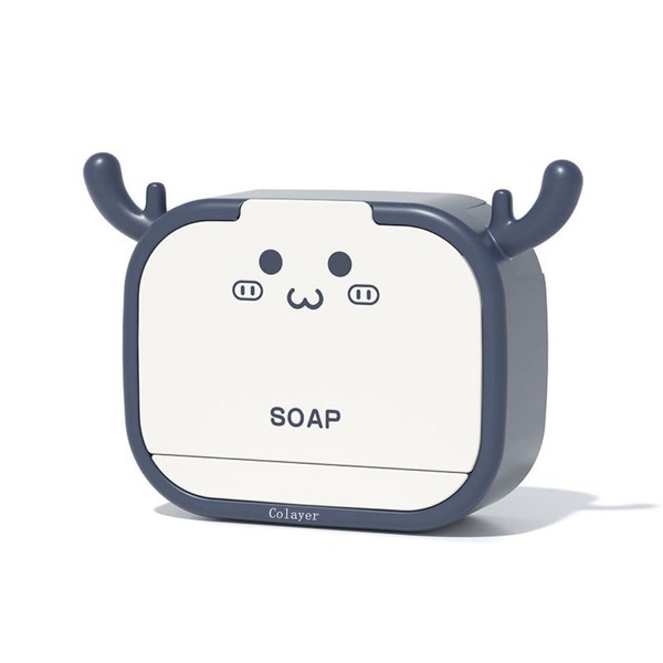 Colayer Flip-Top Cartoon Antler Soap Holder, Soap Dish for Shower,