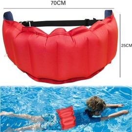 Pack of 2 Inflatable Swimming Belts, Adjustable Swimming Belt, Inflatable Swimming Training Belt, Swimming Belt for Children and Adults, Water Sports, Swimming Training, Auxiliary Swimming, Red