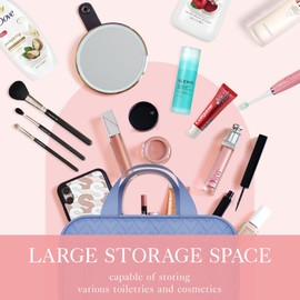 HOTOR Travel Toiletry Bag for Women with Hanging Hook - Portable Cosmetic Case, Toiletry Bag for Traveling Women, Waterproof Travel Essentials, Aegean-Blue