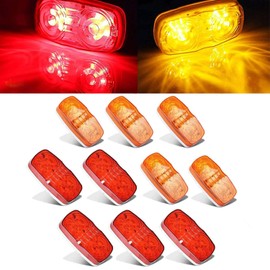 Trailer Marker LED Light 10 Pack Double Trailer Side Marker LED Light Bullseye 10 Diodes Lamps Red/Amber for Truck RV Boat Camper Trailers Pickups Jeep(5 Red & 5 Amber)