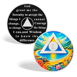CHURYUML 2 Year Sobriety Coin Two Year Sober Chip AA Coins with Serenity Prayer Recovery Medallions Alcoholics Anonymous Token Sobriety Gifts for Women & Men Celebrating Milestones in Sobriety