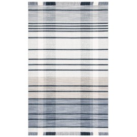 SAFAVIEH Striped Kilim Collection 5' x 8' Light Grey/Black STK704G Flatweave Premium Wool Living Room Dining Bedroom Area Rug