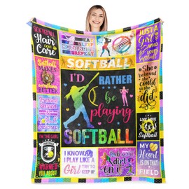 Girls Softball Gifts, Softball Blanket, Softball Gifts for Team Girls, Softball Coach Gifts, Gifts for Softball Player, Gifts for Softball Lover, Teen Girls Softball Throw Blanket 60"x50"