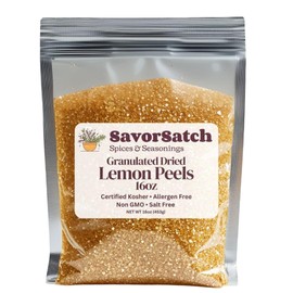 SavorSatch Lemon Peel Granules - 16oz Resealable Pouch | Certified Kosher, GMO-Free, Allergen-Free | Bulk Citrus Zest for Seasoning, Rubs, Marinades, Dressings