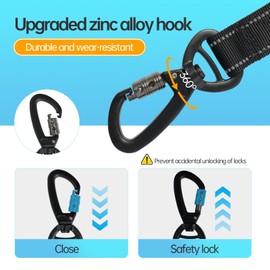 Reflective Dog Leash Thickened All-Nylon Large Leash, 51 "to 37" Adjustable Leash, Quick Release Leash, Shock Absorbing Dog Leash, 2 Handle Leash, Bungee Dog Leash, Elastic Dog Leash