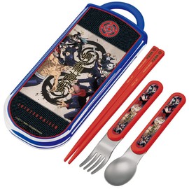 Skater TACC2AG-A Children's Antibacterial Slide Trio Set, Bento Box, Chopsticks, Spoon, Fork, War of Magic, Made in Japan
