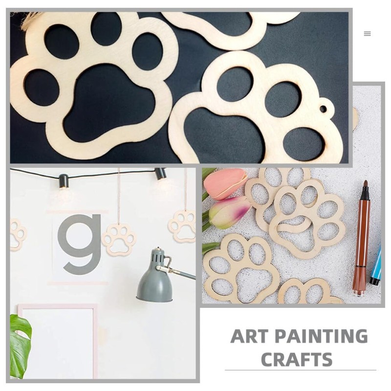 Operitacx 10 Sets Paw Shaped Wooden Cutouts Dog Cat Claws