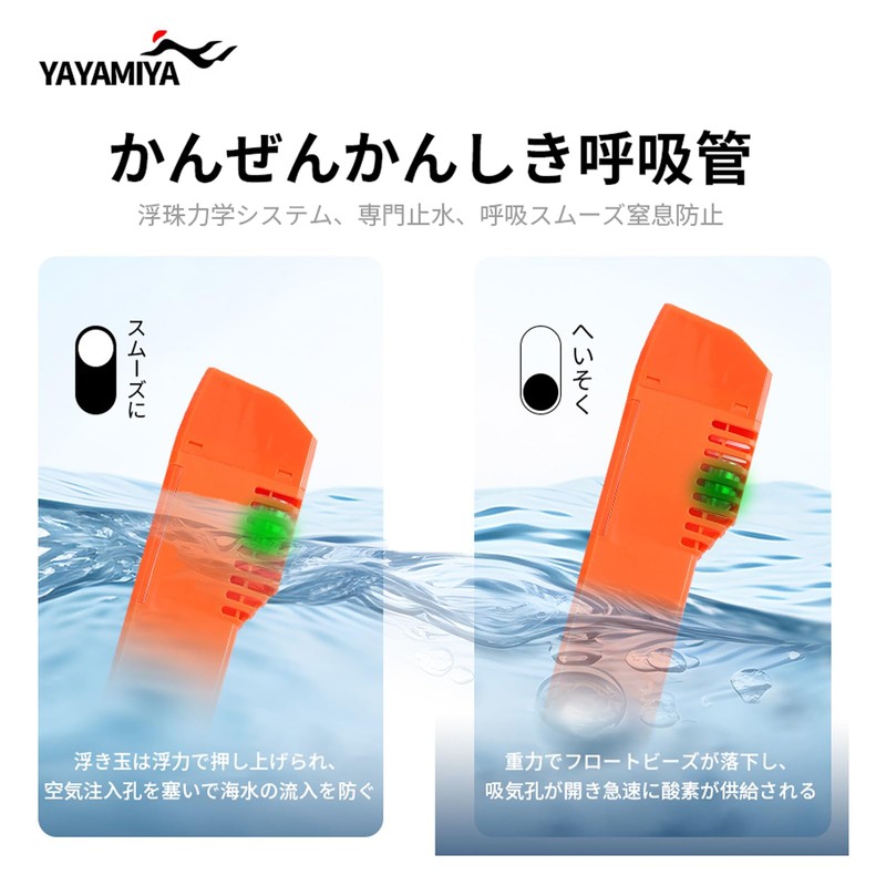 YAYAMIYA Snorkel Mask, Fully Dry Amplified Breathing, Wider Side Breathing,