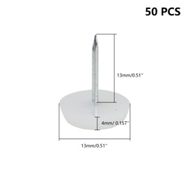 Nylon Furniture Sliders Nail On - 50 Pcs Chair Leg Floor Protectors Nail - 13mm Nylon Chair Glides with Nail White Sliders Head, Chair Table Leg Feet Protector Nail