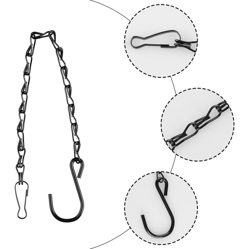 Bojueshaw 2pcs Black Hanging Chains,Chicken Bird Feeders Hanging Chain,Metal Hang