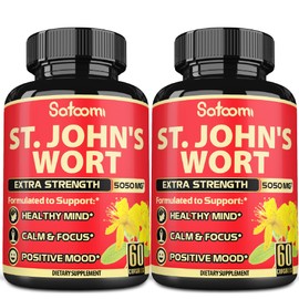 6in1 St. John's Wort Capsules Extract Supplement - Mood & Mind Support - Ashwagandha, Turmeric, Passion Flower, Ginkgo Biloba & Black Pepper - 2 Packs 60 Vegan Capsules - Supply for 4 Months