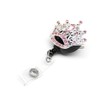 Crystal Rhinestone Crown Retractable ID Badge Name Card Holder Reel