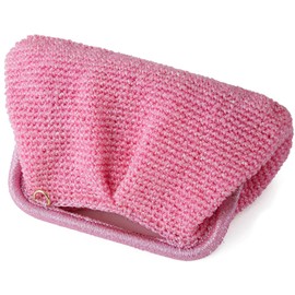 FanChris Handmade Women's Evening Bag Woven with leather gold and silver threads Clutch Purse Detachable Chain Crossbody Bag, Pink