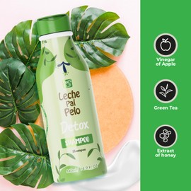 Leche Pal Pelo Detox Shampoo - Infused with Apple Cider Vinegar, Honey, and Green Tea. Hair Transformation with pH Balance and Antioxidant Strength. Moisture Infusion for Shine and Repair. 14.9 oz.