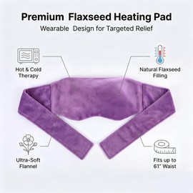 Microwave Heating Pad for Back Pain Relief, Flaxseed Microwavable Heating Pad with Removable Washable Flannel Cover, Moist Heating Pad for Period Cramps & Muscle Relaxation, 10''x18''