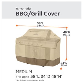 Classic Accessories Veranda Water-Resistant 58 Inch BBQ Grill Cover and 108 Inch Patio Table & Chair Set Cover Bundle