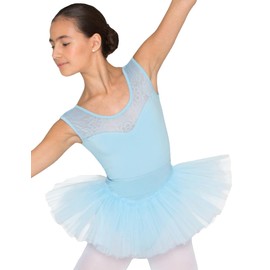 tanzmuster Ballet Skirt Girls Tutu - Pia - Three Layers Tulle - Soft Cotton Waistband - Ballet Tutu Skirt for Children, lightblue