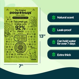 The Original Poop Bags® 92% Plant-Based Dog Waste Bags, Unscented, Leakproof & Extra-Thick, 180 Bags (12 Leash Rolls)