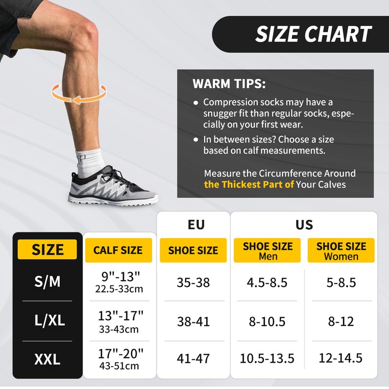 CAMBIVO 2 Pairs Compression Socks for Women and Men(15-20 mmHg),