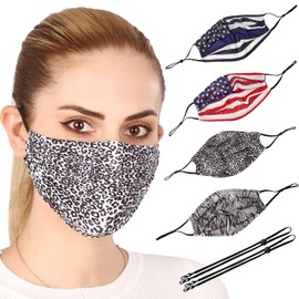 Wild & Bold 4Pcs Breathable Mesh Face Mask for Men Women and Youth with neck strap Resuable Washable Comfortable Party Mask Indoor and Outdoor Sport Cloth Mask with Adjustable Earloop(Amaze)