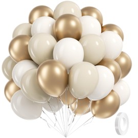 60pcs Gold and White Balloons 12inch with Metallic Gold Sand White Balloons for Engagement Wedding Birthday Baby Shower Party Decorations