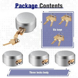 3 Pack of Heavy Duty Hidden Shackle Padlocks with Keyed Alike, Puck Locks, Puck Lock, Outdoor Padlock for Trailer Door Lock, Moving Trucks & Vans (2-7/8 Inch)