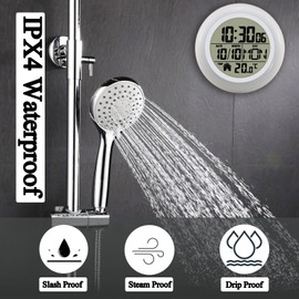 HBYCDSTF Digital Bathroom Waterproof Clock, Indoor White Wall Clock with Suction Cup, Plastic Frame, Flexible Choice for Hanging Or Standing, Modern Silent Small Wall Clock for Living Room and Kitchen
