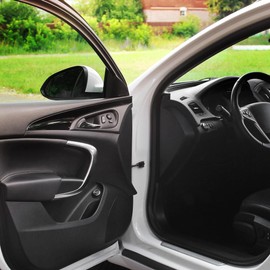 A ABSOPRO Car Trash Can Portable and Fold 8.3" Length 3.1" Width 5.9" Height Trash Bin Faux Leather White 1 Pcs