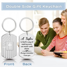 Christian Gifts for Sister, Sister Birthday gifts from Sister Brother, Sister Gift Keychain for Birthday Christmas Graduation Gift Ideas