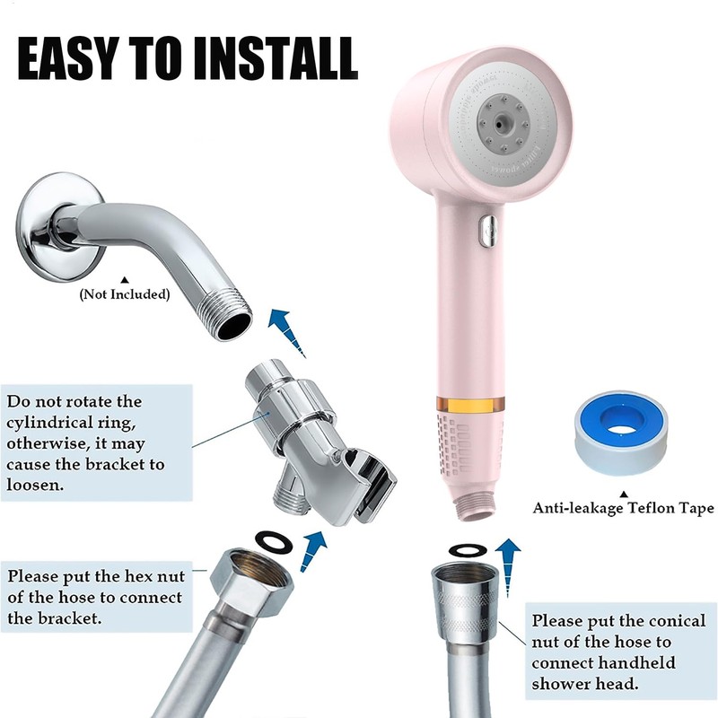 High Pressure Shower Head with Handheld, with Pause Switch 4