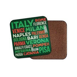 Square Single Coaster - Italy Italian Cities City Rome Travel Holiday Kids Men Boys Words Thoughts Drinks Kitchen Room House Gift #80730