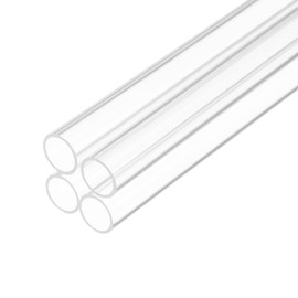 Rebower 10" Clear Plastic Rigid Pipe 10mm x 12mm(3/8" x 1/2") Acrylic Tube Round Polycarbonate Tubing, [for Plumbing, Hydraulics, Aquarium, DIY] - 4Pcs