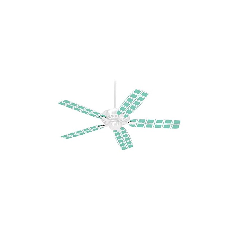 Squared Seafoam Green - Ceiling Fan Skin Kit fits most