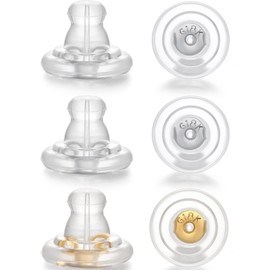 Moconar 14K Gold Silicone Earring Backs Replacements,Locking Secure Earring Backs for Studs/Droopy Ears,No-Irritate Hypoallergenice Soft Clear Earring Backs for Diamond Earrings（4 Silver+2 Gold