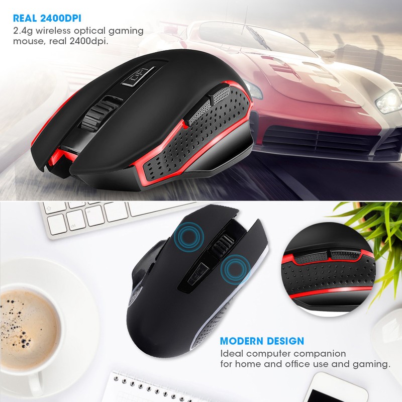 2.4G Wireless Game Mouse Black ABS Portable with Breathing Light