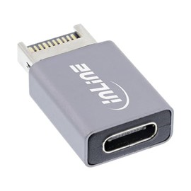 InLine® USB 3.2 Adapter, Internal USB-E Front Panel Male to USB-C Female