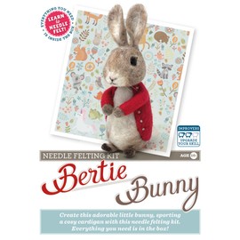 The Crafty Kit Company Bertie Bunny Needle Felting Craft Kit for Improvers Including Corriedale Wool, Needles and Instructions