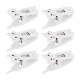 Kitchen Storage Organization Accessories,6Pcs Cat Bag Clips Cut Snack Clips Bag Clips for Food Package Chips Bag Funny Snack Clips for Food Storage (White)