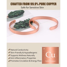 Jecanori Kupferarmband für Damen und Herren mit ultrastarken Magneten, 99,9 % reines Kupfer, Magnetarmband, Schmuck, Geschenk, verstellbare Länge