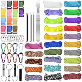 Paracord Set - Paracord 550 Nylon Cord, Multifunctional Nylon Ropes, Tent Rope Includes Rope Buckle and Sewing Needles for DIY Bracelet, Keychain, Camping, Outdoor Sports