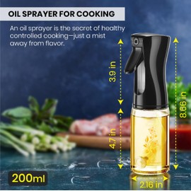 Oil Sprayer For Cooking, 200ML-Continuous Mist Spray Bottle, Oil Dispenser For Kitchen, Olive Oil Dispenser Bottle Spray & Pour, Oil Sprayer & Dispenser Perfect Control For Healthy Diet Portion.