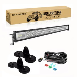 SKYWORLD 42" 540W Triple Row Off Road LED Light Bar, 12V/24V Flood/Spot Combo Beam with 2 Magnetic Mounts & Wiring Harness Kit - for Trucks, SUVs, UTV, ATV, Tractors, Trailers, 6000K White