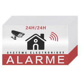 Create idea 10pcs 24-Hour Electronic Monitoring Warning Sticker Video Surveillance Sign CCTV Security Camera Sign Indoor and Outdoor Use Warning Safety Sticker in French