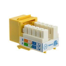 CableWholesale Cat6 Keystone Jack, Yellow, RJ45 Female to 110 Punch Down