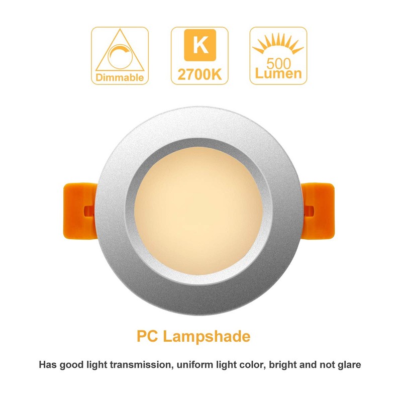 YGS-Tech 3 Inch LED Recessed Lighting Dimmable Downlight, 5W(40W Halogen