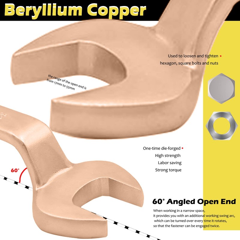 WEDO Beryllium Copper Non-Spark Construction Offset Type Wrench with Pin,
