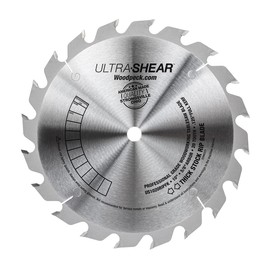 Ultra-Shear Thick Stock Table Saw Rip Blade, 10 Inch, 20T, 5/8" Arbor, 1/8" Full Kerf, USA Made, Optimized for Ripping Thick Stock - US1020RIPFK