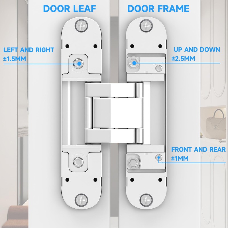5.5" Hidden Door Hinges, Invisible Concealed Hinges, 180 Degree Swing