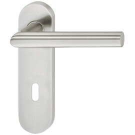 JUVA Design Handle Set – BB – Deadlock – Stainless Steel Door Fitting Matt Brushed – Door Handle for Interior Doors – Door Handle with Short Plate for Room Doors Including Screws – Door Handle Set