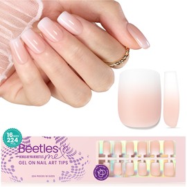 beetles Gel Polish Beetles Ombre Short Square Press on Nails, 224Pcs Peach Square Ombre Press On Nails, 16 Sizes Reusable Fake Nails No Need to File Easy False Nail Tips for Nail Extension DIY Nails Gift for Women